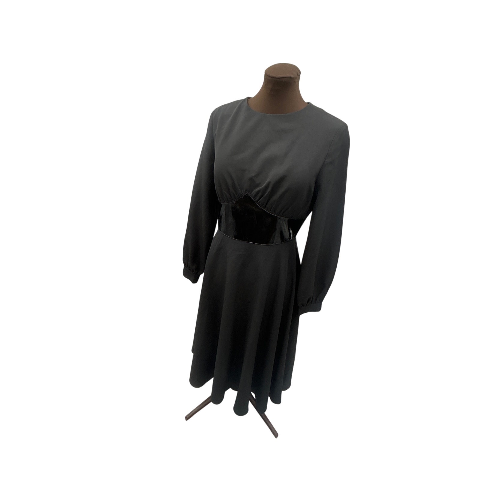 Nwt Lattelier Black Fit Flare Dress Xl Long Sleeve Minimalist Capsule Wardrobe — image 2 of 8